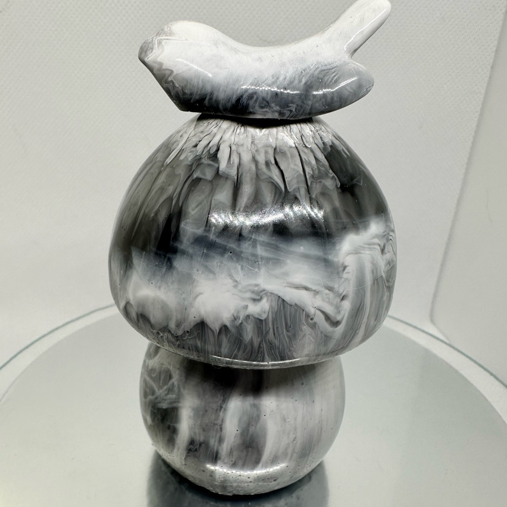 Resin mushroom with nesting bird. Price drop!!!!!
